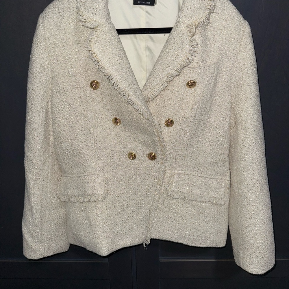 Vici Cream Double-Breasted Tweed Jacket
